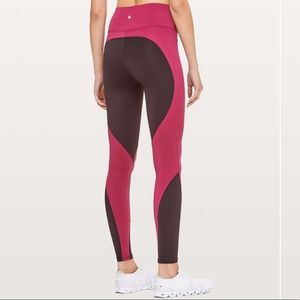Lululemon Wake & Train Tight Legging Black Satin Star Ruby Burgundy Magenta 2